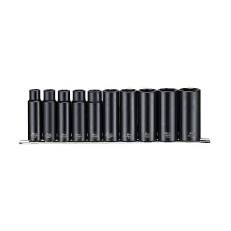 Teng Tools 10 Piece 1/2" Drive 6 Point Deep Metric Impact Socket Set - Teng 9126